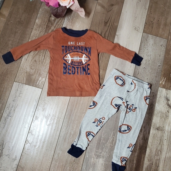Carter's Baby Toddler Boy Size 18m 2pc Pajama Set Football Graphics EUC - Picture 13 of 14